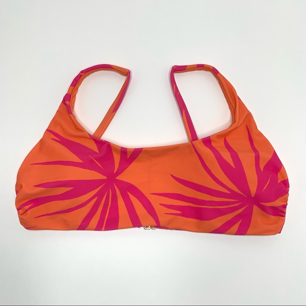Anthropologie Pink Palm Print Bikini Swim Top | Size Medium